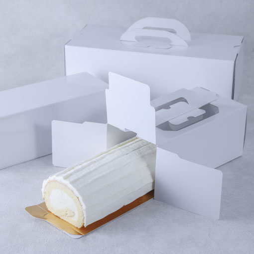 8寸ロールケーキ箱(白無地)　1本用 / 50枚