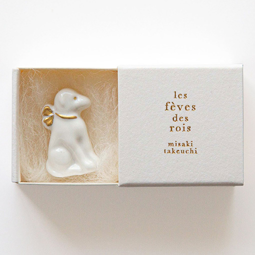 フェーブ いぬ (白・金彩) / 1個